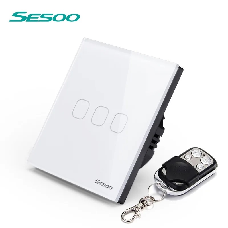 Smart Home Touchscreen Control Panel - Sesoo Remote Touch-Schalter, 3-Gang-1-Wege, Kristallglas scheibe,