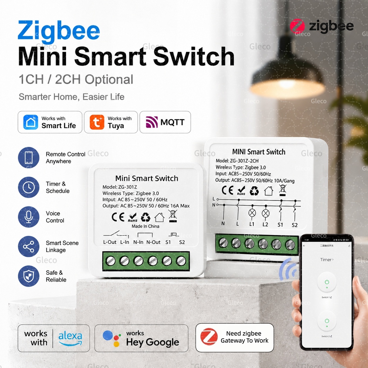 Smart Home Zigbee Gateway - Zigbee Tuya Smart Switch Smart Life
