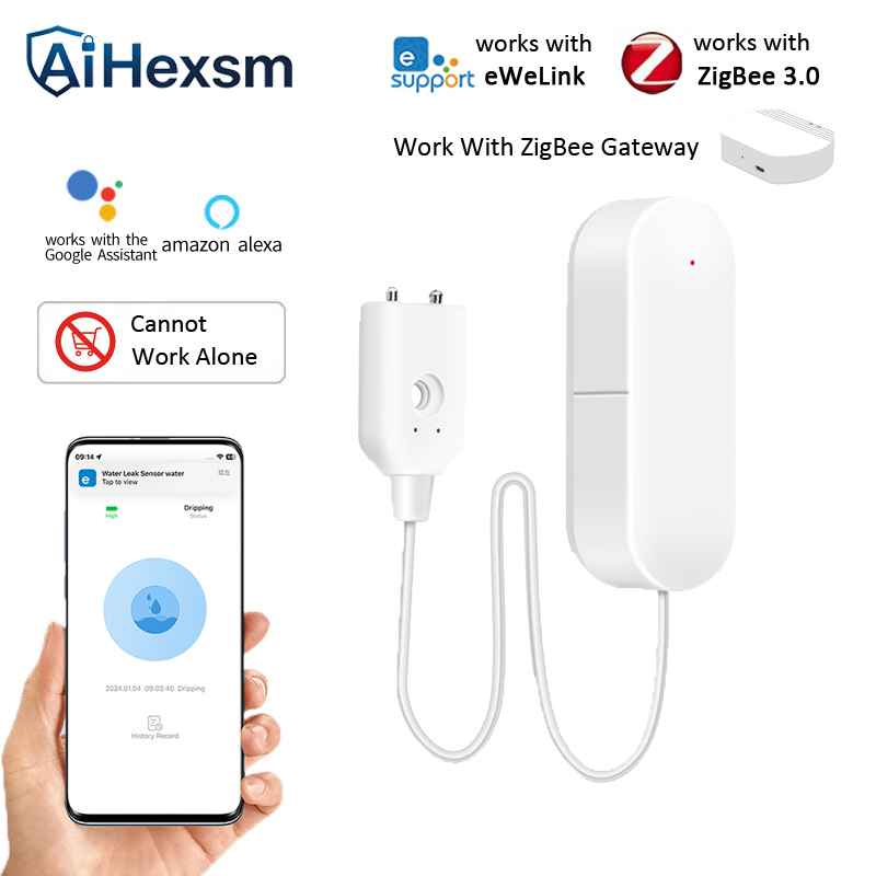 Smart Home Kitchen - EweLink APP-gesteuerter Zigbee-Wasserlecksensor, Smart-Home-Wasserleck- und Überschwemmungsdetektor