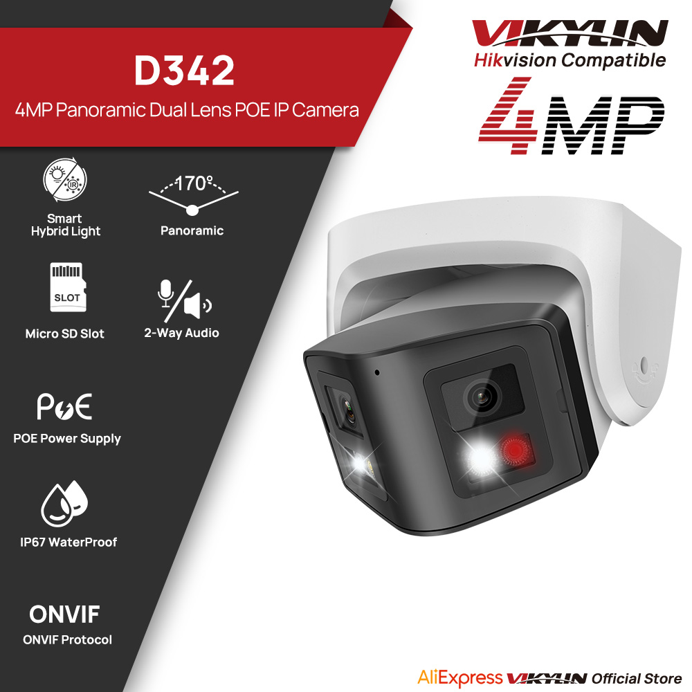 Smart Home Hikvision - Vikylin 4MP Panorama-IP-Kamera mit zwei Objektiven,