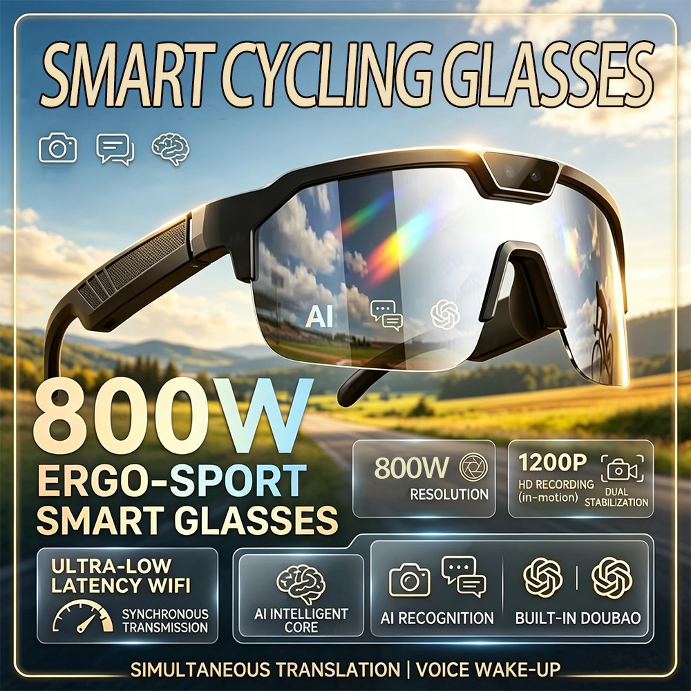 Smart Home Ai - 2026 Fahrradbrille mit 800W HD-Kamera, UV-Schutz,