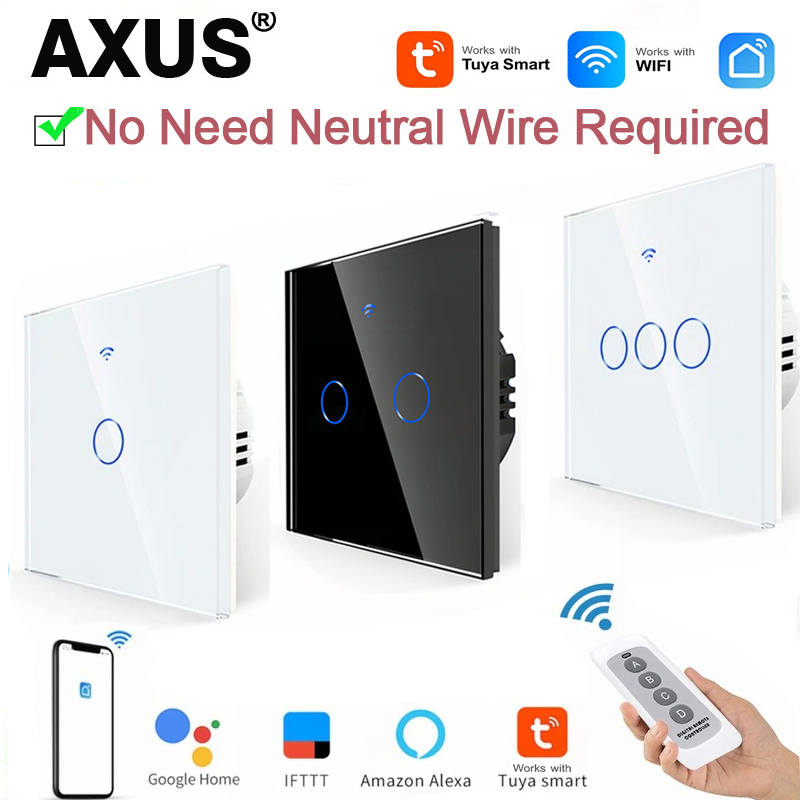 Smart Home Life - AXUS EU WLAN-Smart-Lichtschalter ohne Neutralleiter, Touch-Schalter