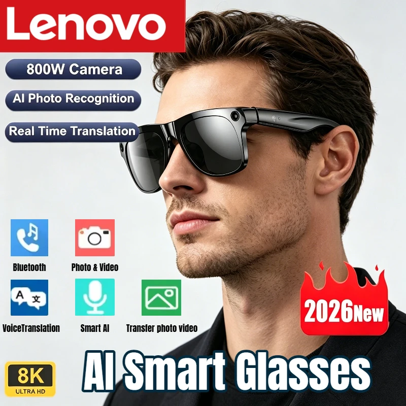 Smart Home Ai - Lenovo KI-Smart-Brille 8K HD Photochromatische Multifunktions-Bluetooth-Anrufbrille
