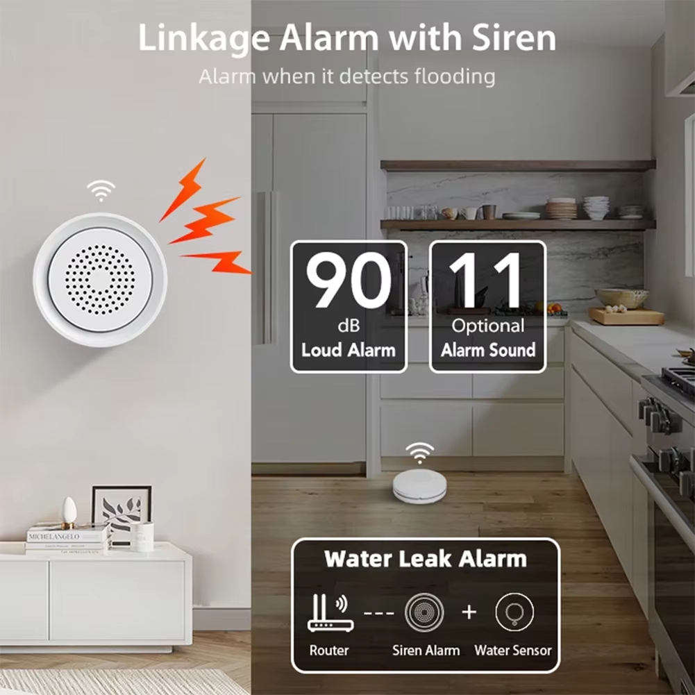 Wifi Water Leak Detector - BTLIFE-Hochwasserdetektor mit Sirenenalarm WLAN-Wasserleckage-Sensor-Set Tuya Smart